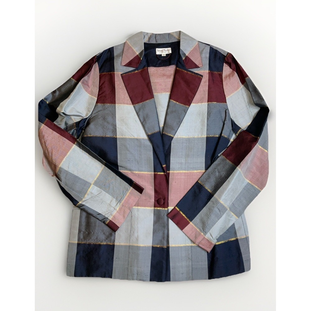 Siam Malee 100% Silk Blazer Plaid Lightweight